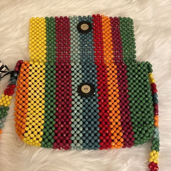NWT Cynthia Rowley Rainbow Beaded Crossbody Retro Style 1960-70's - Rainbow - Picture 8 of 11